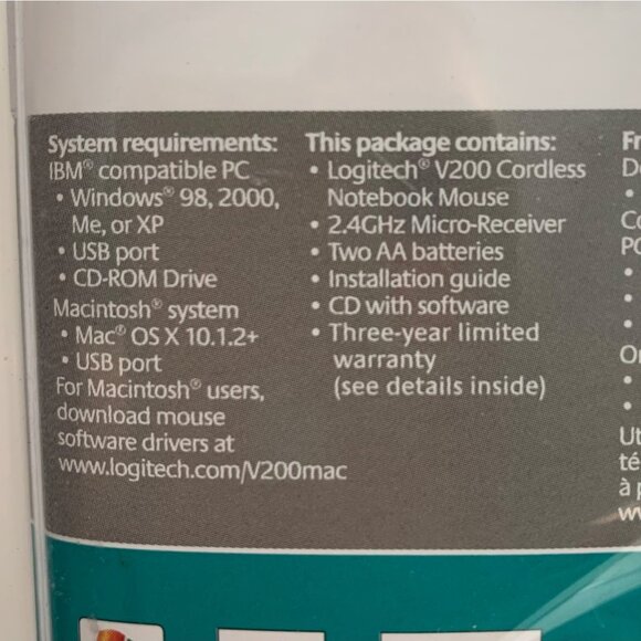 Logitech V200 Cordless Notebook Mouse With 2.4GHz Micro-Receiver NIB - Picture 4 of 6